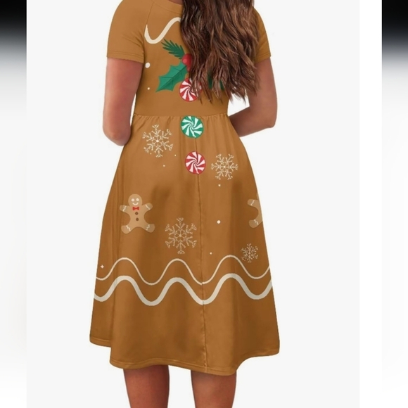 XXOCGOMG Gingerbread Christmas Short Sleeve Swing Dress Size 4X - Picture 8 of 11